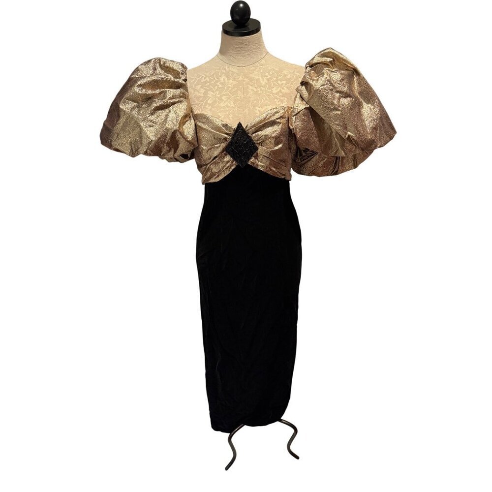 Cattiva By Maya Jornot Womens Party Dress Size 8 Black Velvet Puff Vintage